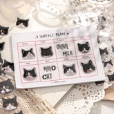 Stationery - Cat Head Sticker 3 sheets Black - Goodie Goodie